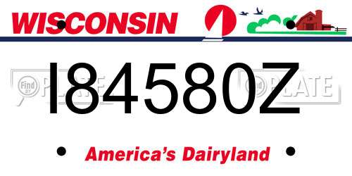 I84580Z Wisconsin License Plate