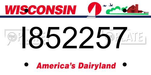 I852257 Wisconsin License Plate