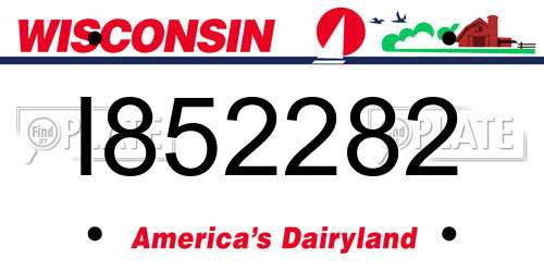 I852282 Wisconsin License Plate