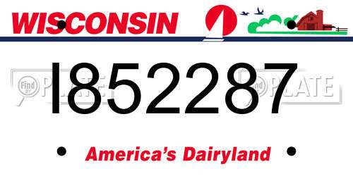 I852287 Wisconsin License Plate