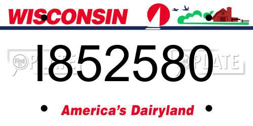 I852580 Wisconsin License Plate