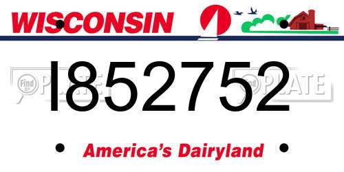 I852752 Wisconsin License Plate