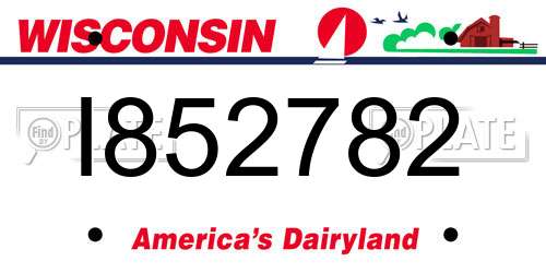 I852782 Wisconsin License Plate