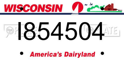 I854504 Wisconsin License Plate
