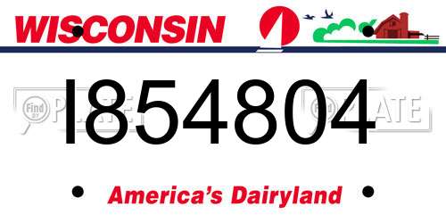 I854804 Wisconsin License Plate