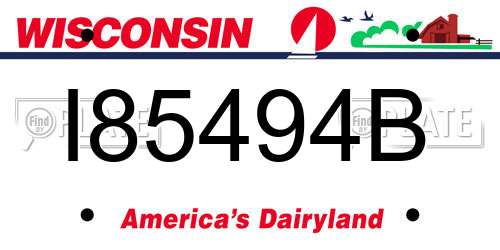 I85494B Wisconsin License Plate