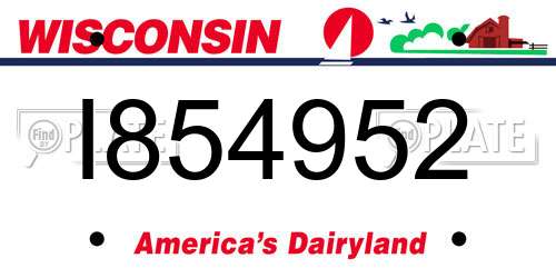 I854952 Wisconsin License Plate