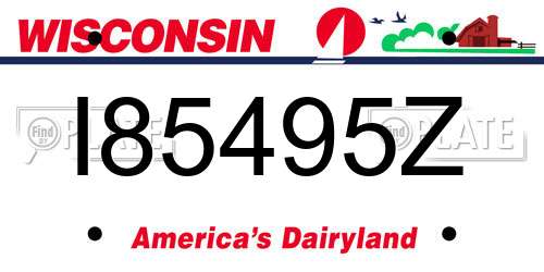 I85495Z Wisconsin License Plate