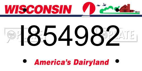 I854982 Wisconsin License Plate