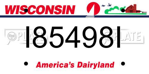 I85498I Wisconsin License Plate