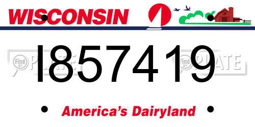 I857419 Wisconsin License Plate