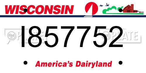 I857752 Wisconsin License Plate