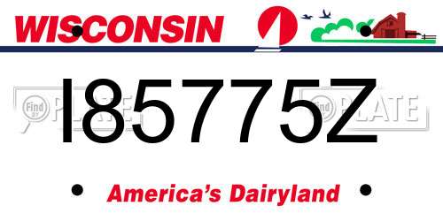 I85775Z Wisconsin License Plate