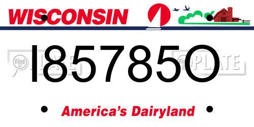 I85785O Wisconsin License Plate
