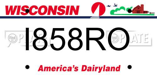 I858RO Wisconsin License Plate