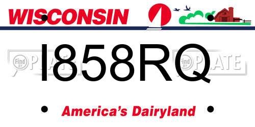 I858RQ Wisconsin License Plate
