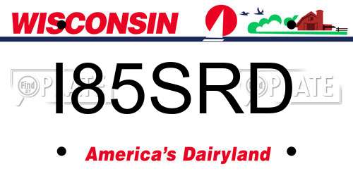 I85SRD Wisconsin License Plate