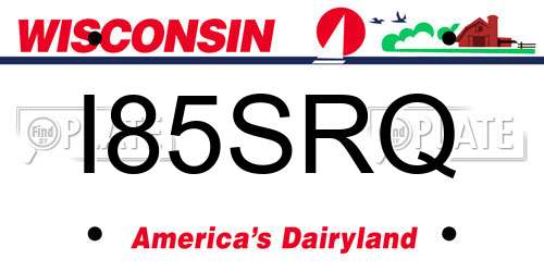 I85SRQ Wisconsin License Plate