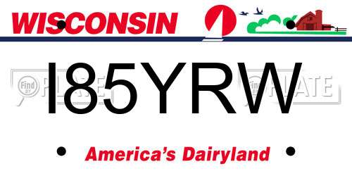 I85YRW Wisconsin License Plate