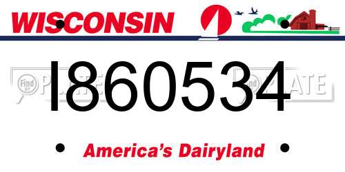 I860534 Wisconsin License Plate