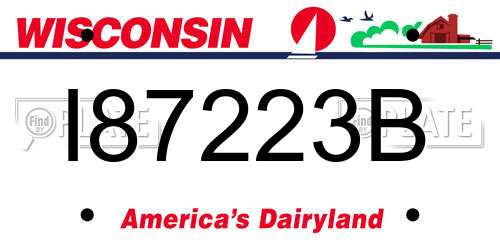I87223B Wisconsin License Plate