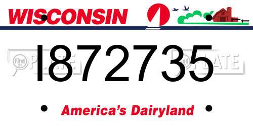 I872735 Wisconsin License Plate