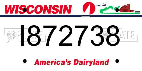 I872738 Wisconsin License Plate