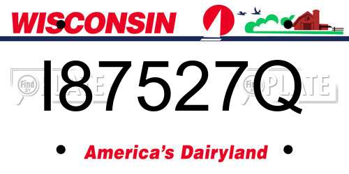 I87527Q Wisconsin License Plate