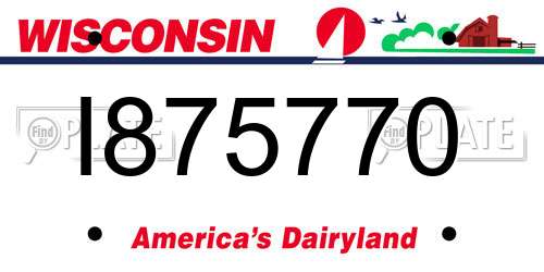 I875770 Wisconsin License Plate