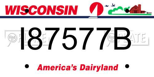 I87577B Wisconsin License Plate