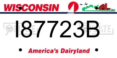 I87723B Wisconsin License Plate