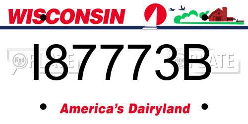 I87773B Wisconsin License Plate
