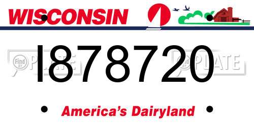 I878720 Wisconsin License Plate