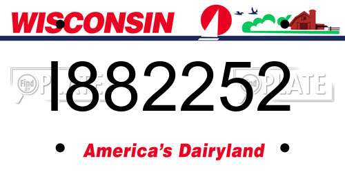 I882252 Wisconsin License Plate