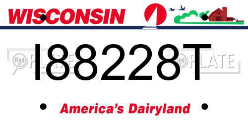 I88228T Wisconsin License Plate
