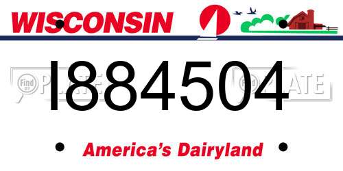 I884504 Wisconsin License Plate
