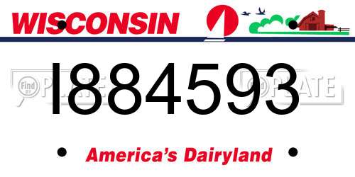 I884593 Wisconsin License Plate