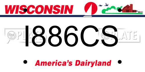 I886CS Wisconsin License Plate