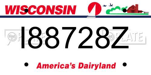 I88728Z Wisconsin License Plate