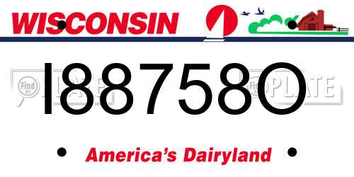 I88758O Wisconsin License Plate