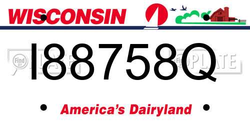 I88758Q Wisconsin License Plate