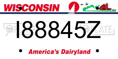 I88845Z Wisconsin License Plate