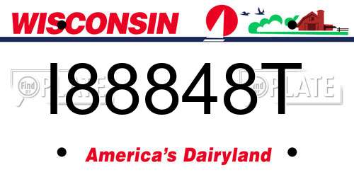 I88848T Wisconsin License Plate