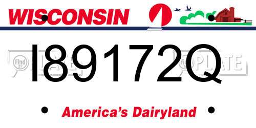I89172Q Wisconsin License Plate