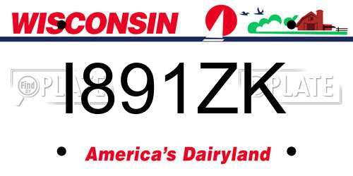 I891ZK Wisconsin License Plate
