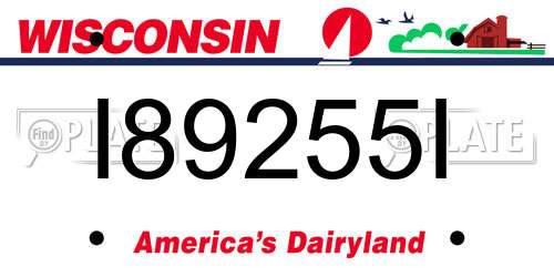 I89255I Wisconsin License Plate