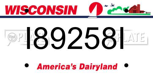 I89258I Wisconsin License Plate