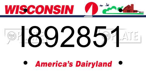 I892851 Wisconsin License Plate