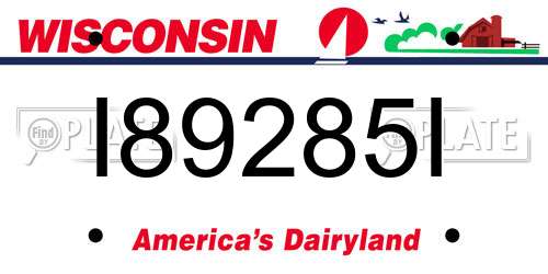 I89285I Wisconsin License Plate