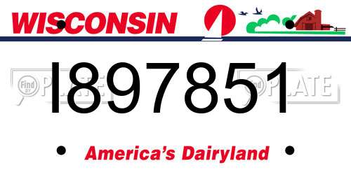 I897851 Wisconsin License Plate